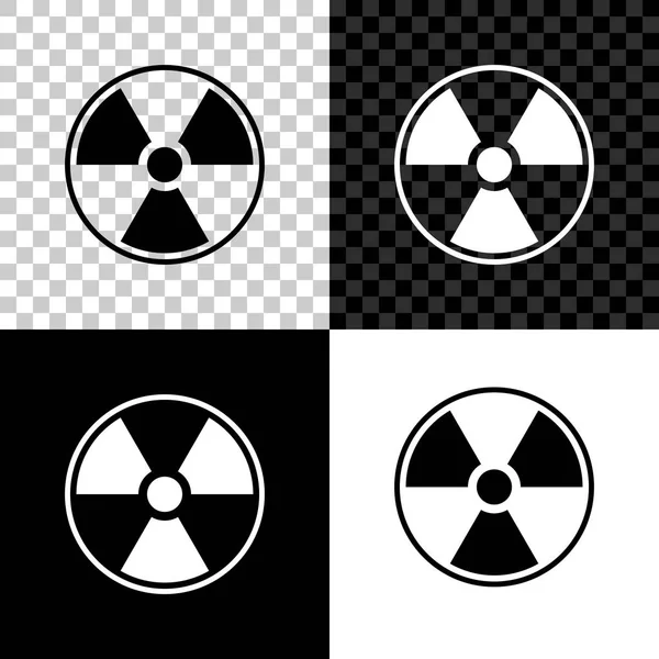 Радиоактивная икона выделена на черном, белом и прозрачном фоне. Радиоактивный токсичный символ. Знак радиационной опасности. Векторная миграция — стоковый вектор