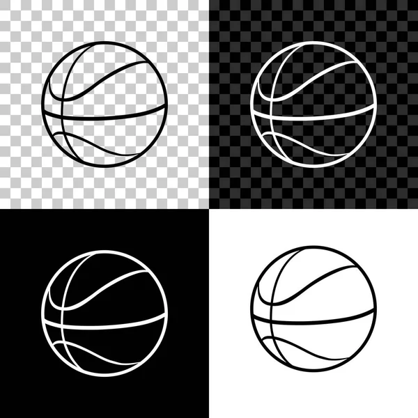 Basketbal bal icoon geïsoleerd op zwart, wit en transparante achtergrond. Sport symbool. Vector illustratie — Stockvector