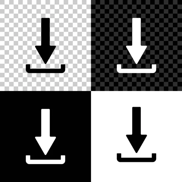 Ikona pobierania jest odizolowana na czarnym, białym i przezroczystym tle. Przycisk Prześlij. Symbol obciążenia. Strzałka w dół. Ilustracja wektorowa — Wektor stockowy
