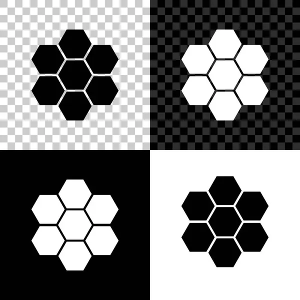 Значок медоносця ізольовано на чорному, білому та прозорому тлі. Медові клітини символ. Солодка натуральна їжа. Векторна ілюстрація — стоковий вектор