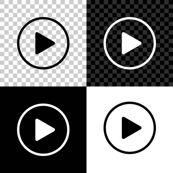 Play-Symbol isoliert auf schwarzem, weißem und transparentem Hintergrund. Vektorillustration — Stockvektor