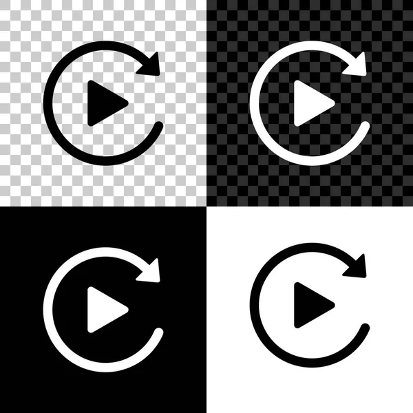 Video-Play-Taste wie einfache Wiedergabe Symbol isoliert auf schwarzem, weißem und transparentem Hintergrund. Vektorillustration — Stockvektor