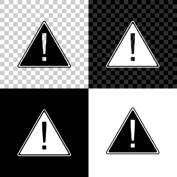 Exclamation mark in triangle icon isolated on black, white and transparent background. Hazard warning sign, careful, attention, danger warning important information sign. Vector Illustration — Stock Vector