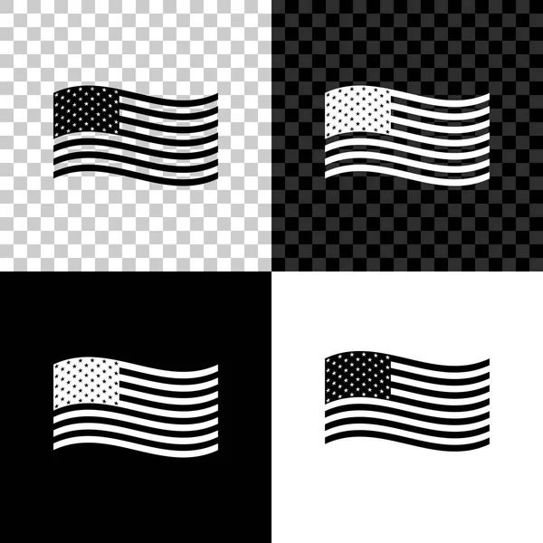 Amerikanisches Flaggensymbol isoliert auf schwarzem, weißem und transparentem Hintergrund. Flagge der USA. Vektorillustration — Stockvektor