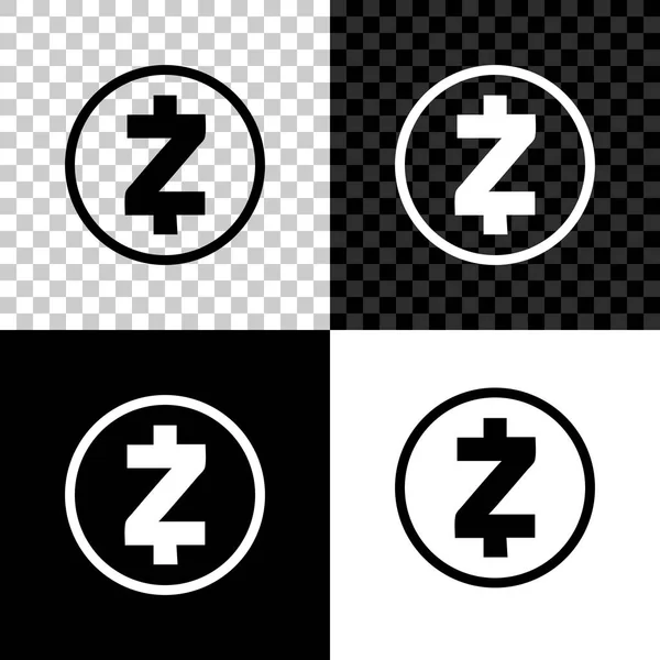 Cryptocurrency coin Zcash ZEC icon on black, white and transparent background. Physical bit coin. Digital currency. Altcoin symbol. Blockchain based secure crypto currency. Vector Illustration — Stock Vector