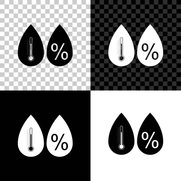 Luchtvochtigheid icoon geïsoleerd op zwart, wit en transparante achtergrond. Weer en meteorologie, thermometer symbool. Vector illustratie — Stockvector