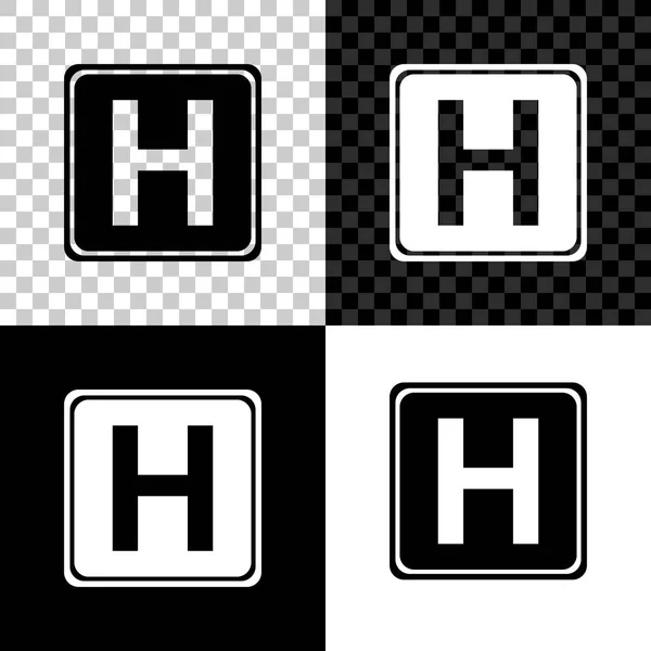 Icono de signo hospitalario aislado sobre fondo negro, blanco y transparente. Ilustración vectorial — Vector de stock