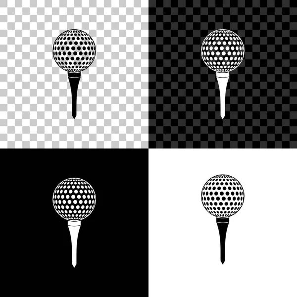 Palla da golf su icona tee isolata su sfondo nero, bianco e trasparente. Illustrazione vettoriale — Vettoriale Stock