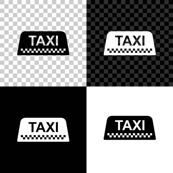 Icono del letrero del techo del coche taxi aislado sobre fondo negro, blanco y transparente. Ilustración vectorial — Vector de stock