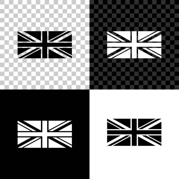 Ikon bendera Britania Raya terisolasi pada latar belakang hitam, putih dan transparan. Bendera Inggris. Bendera resmi Britania Raya. Simbol Inggris. Ilustrasi Vektor - Stok Vektor
