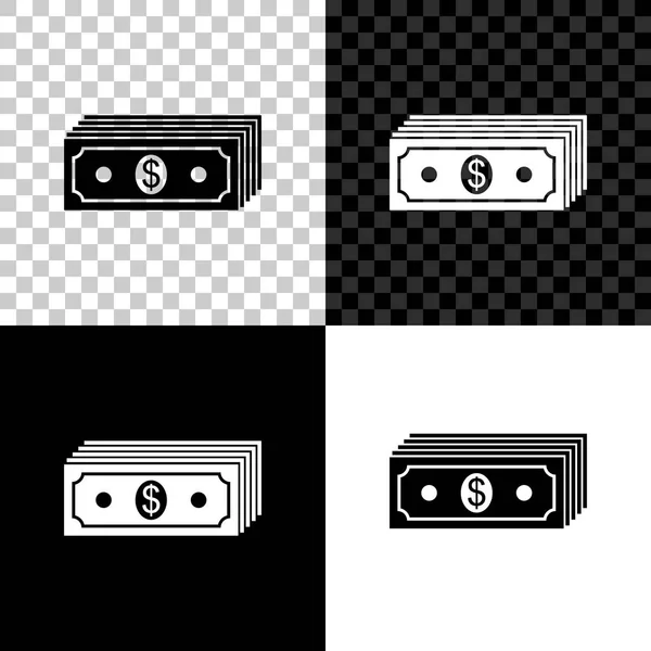 Paper money american dollars cash icon isolated on black, white and transparent background. Money banknotes stack with dollar icon. Bill currency. Vector Illustration — Wektor stockowy