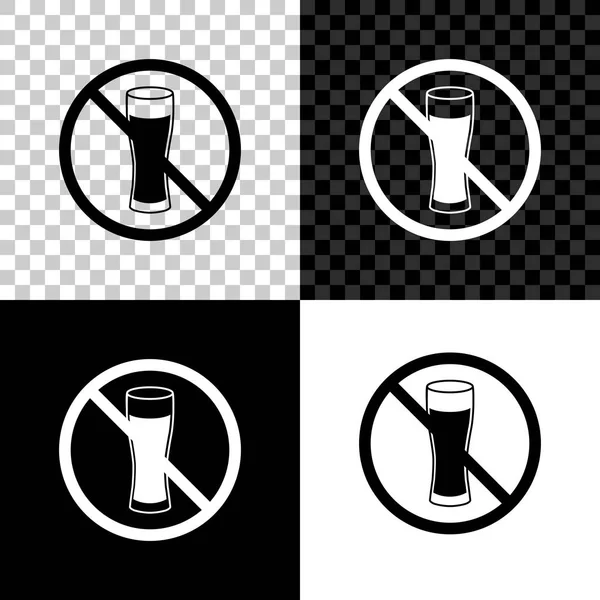 Kein Alkoholsymbol auf schwarzem, weißem und transparentem Hintergrund. Alkoholverbot. verbotenes Symbol mit Bierflaschenglas. Vektorillustration — Stockvektor