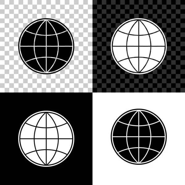 Earth Globe-pictogram geïsoleerd op een zwarte, witte en transparante achtergrond. Wereld-of Aardeteken. Globaal Internet symbool. Geometrische vormen. Vector illustratie — Stockvector