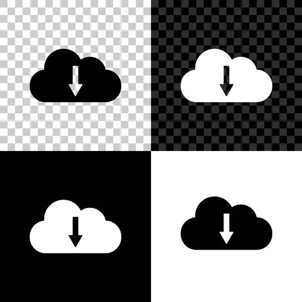 Cloud download icoon geïsoleerd op zwart, wit en transparante achtergrond. Vector illustratie — Stockvector