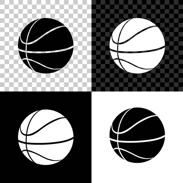 Ikona koszykówki na czarno, białym i przezroczystym tle. Symbol sportowy. Ilustracja wektorowa — Wektor stockowy