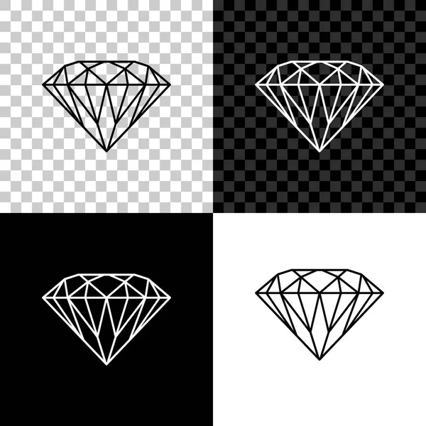 Diamant icoon geïsoleerd op zwart, wit en transparante achtergrond. Sieraden symbool. Gem Stone. Vector illustratie — Stockvector