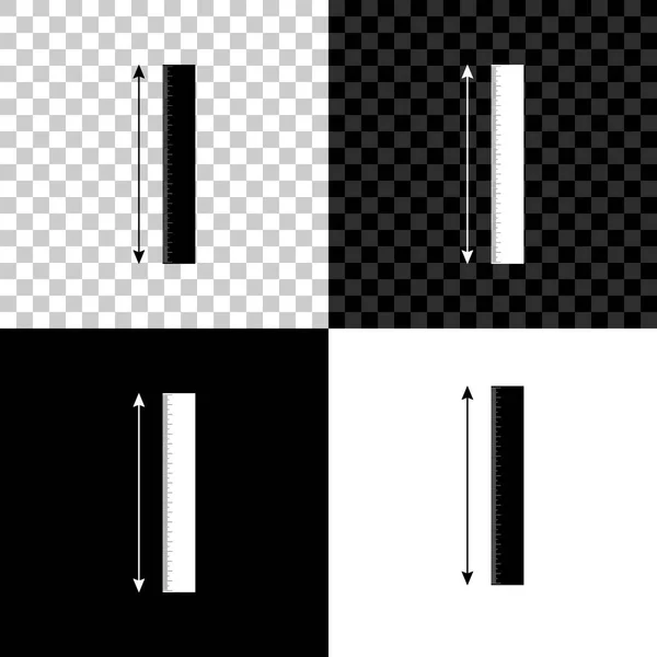 Значок измерения высоты и длины изолирован на черном, белом и прозрачном фоне. Правитель, прямолинейный, символ масштаба. Векторная миграция — стоковый вектор