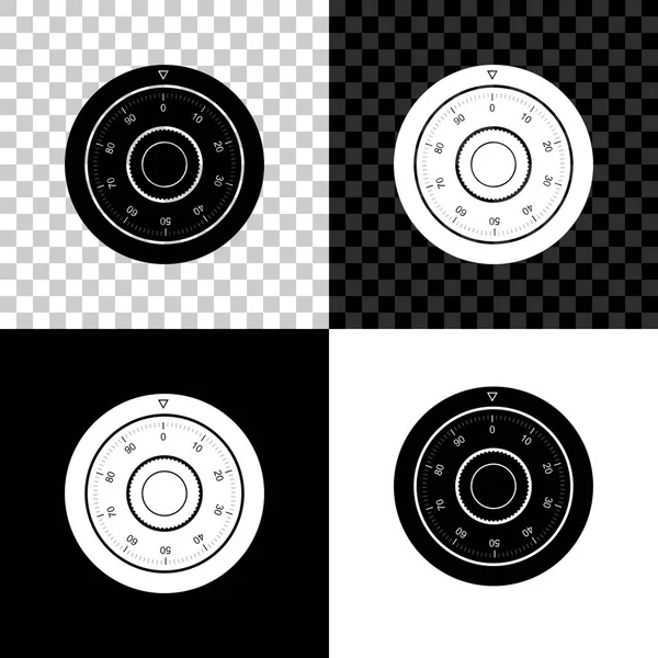 Biztonságos kombináció zár kerék ikon izolált fekete, fehér és átlátszó háttérrel. A védelmi koncepció. Jelszójel. Vektoros illusztráció — Stock Vector