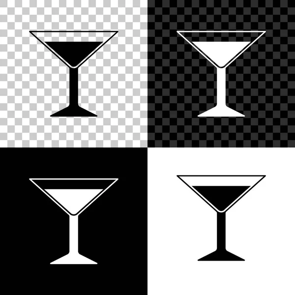 Martini-Glassymbol isoliert auf schwarzem, weißem und transparentem Hintergrund. Cocktail-Symbol. Weinglas-Ikone. Vektorillustration — Stockvektor