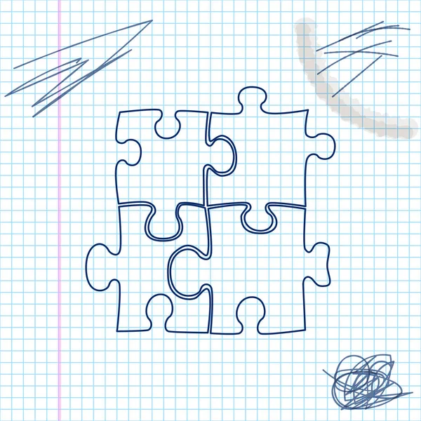 Piece of puzzle line sketch icon isolated on white background. Business, marketing, finance, template, layout, infographics, internet concept. Vector Illustration — Stock Vector