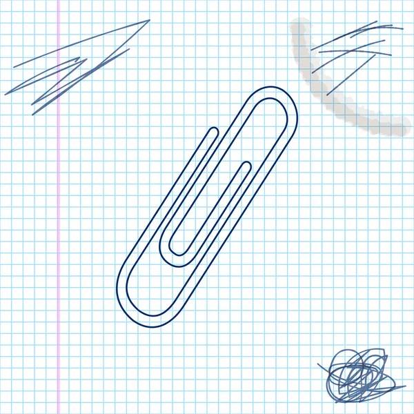 Paperclip lijn schets pictogram geïsoleerd op witte achtergrond. Vector illustratie — Stockvector