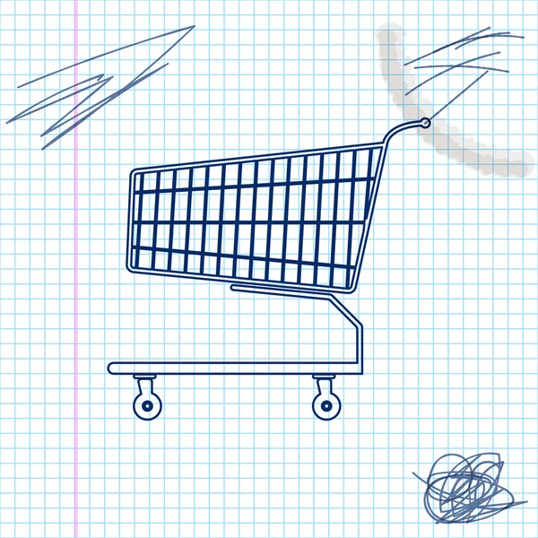 Icono del boceto de la línea del carrito de compras aislado sobre fondo blanco. Concepto de compra en línea. Señal de entrega. Símbolo de cesta de supermercado. Ilustración vectorial — Vector de stock