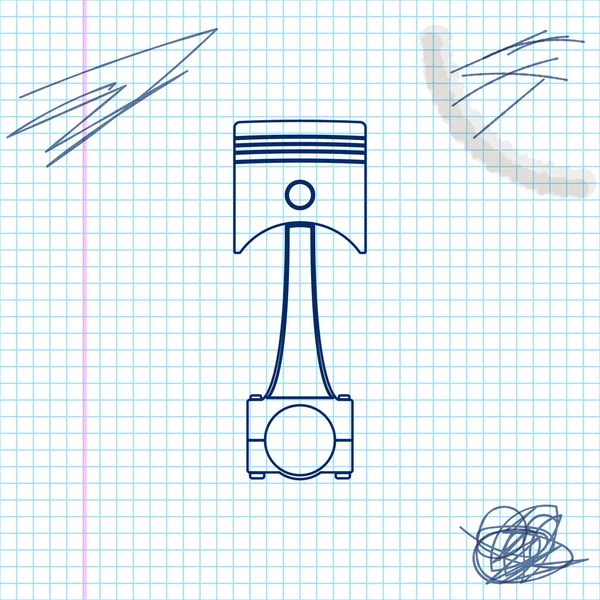 Icono del boceto de la línea del pistón del motor aislado sobre fondo blanco. Signo del pistón del motor del coche. Ilustración vectorial — Archivo Imágenes Vectoriales