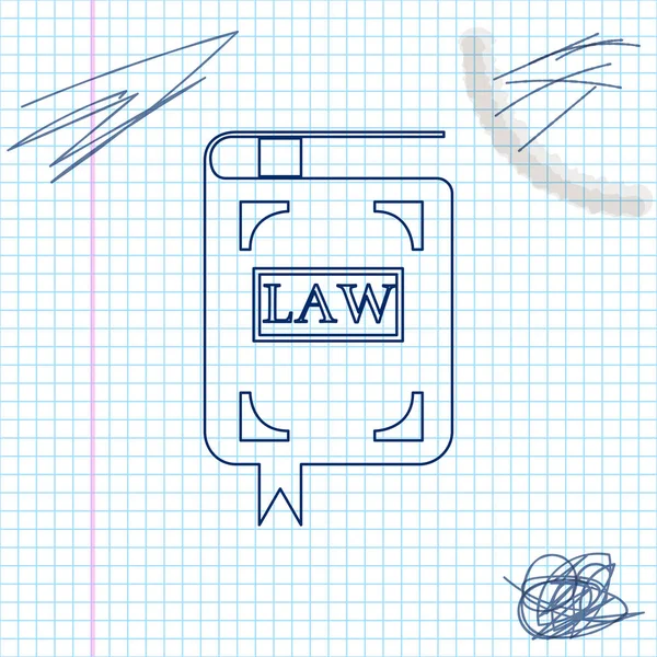 Νόμος βιβλίο γραμμή σκίτσο απομονώνεται σε λευκό φόντο. Νομικό βιβλίο δικαστή. Η ιδέα της κρίσης. Απεικόνιση διανυσματικών φορέων — Διανυσματικό Αρχείο