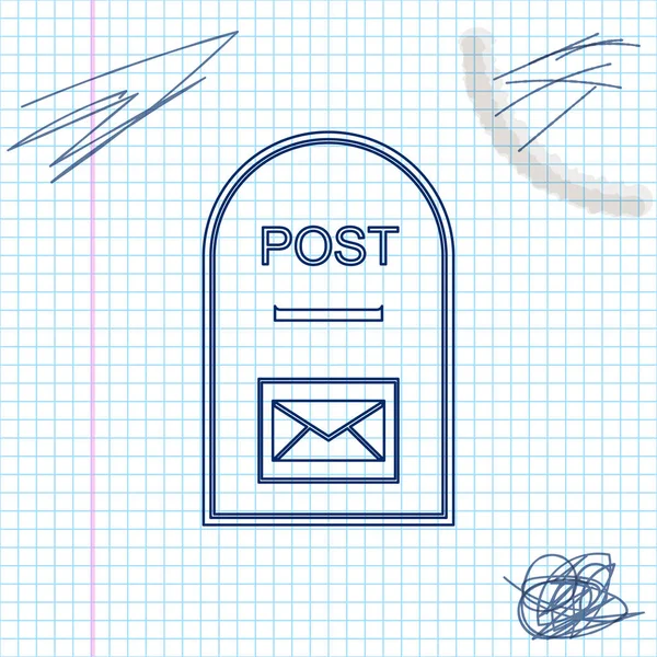 Ícone de caixa de correio. Ícone de esboço de linha de post box isolado no fundo branco. Ilustração vetorial — Vetor de Stock