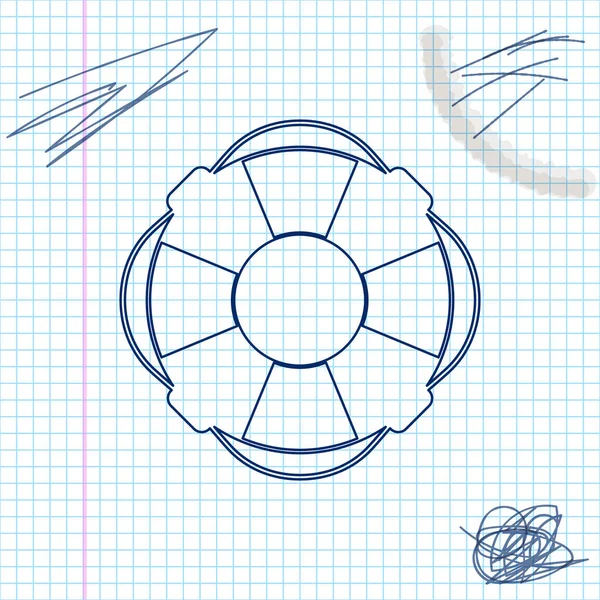 Lifebuoy line sketch icon isolated on white background. Lifebelt symbol. Vector Illustration — Stock Vector