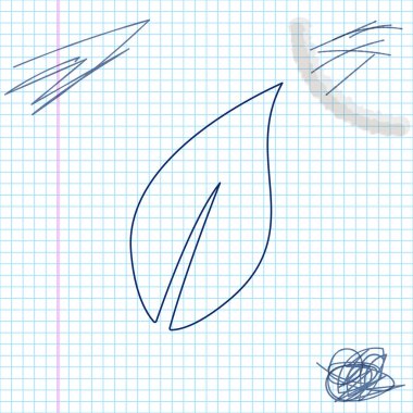 Beyaz arka planda yalıtılmış yaprak çizgi çizim simgesi. Vektör İllüstrasyonu