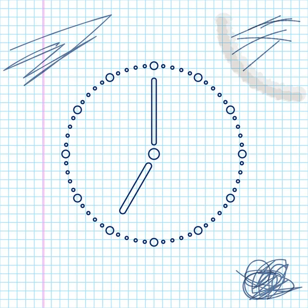 Klok lijn schets pictogram geïsoleerd op witte achtergrond. Tijd symbool. Vector illustratie — Stockvector