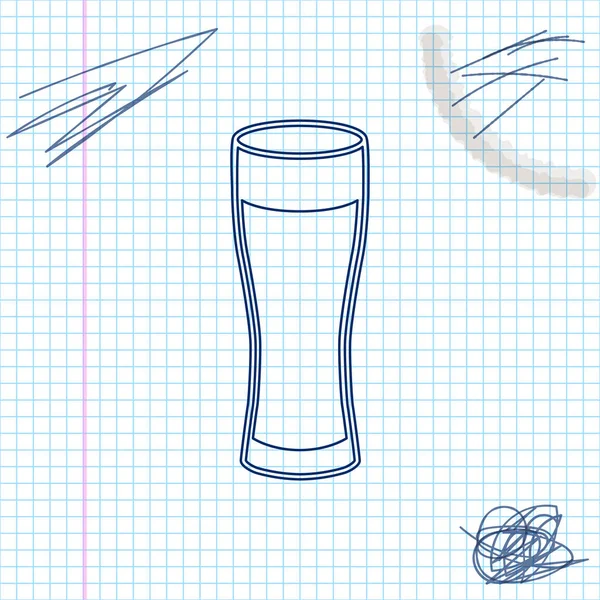 흰색 배경에 고립 된 맥주 라인 스케치 아이콘 의 유리. 벡터 일러스트레이션 — 스톡 벡터
