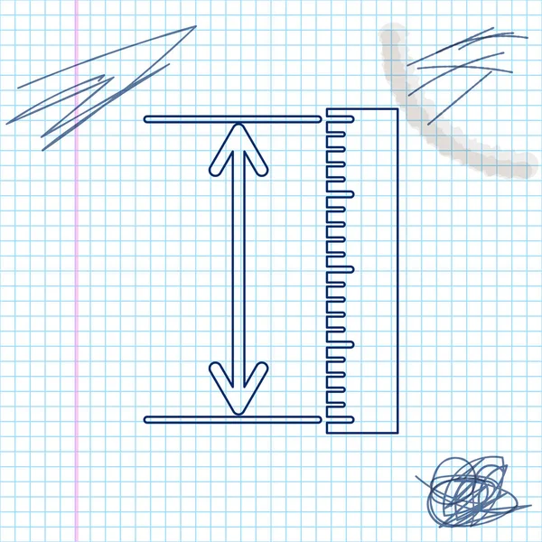 Το σύμβολο του ύψους μέτρησης και του σχεδίου γραμμής μήκους απομονώνεται σε λευκό φόντο. Χάρακας, διαβήτη, σύμβολο κλίμακας. Γεωμετρικά όργανα. Απεικόνιση διανυσματικών φορέων — Διανυσματικό Αρχείο