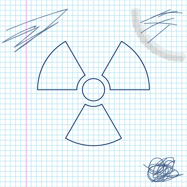 Icône de croquis radioactif isolé sur fond blanc. Symbole toxique radioactif. Radiation Signal de danger. Illustration vectorielle — Image vectorielle