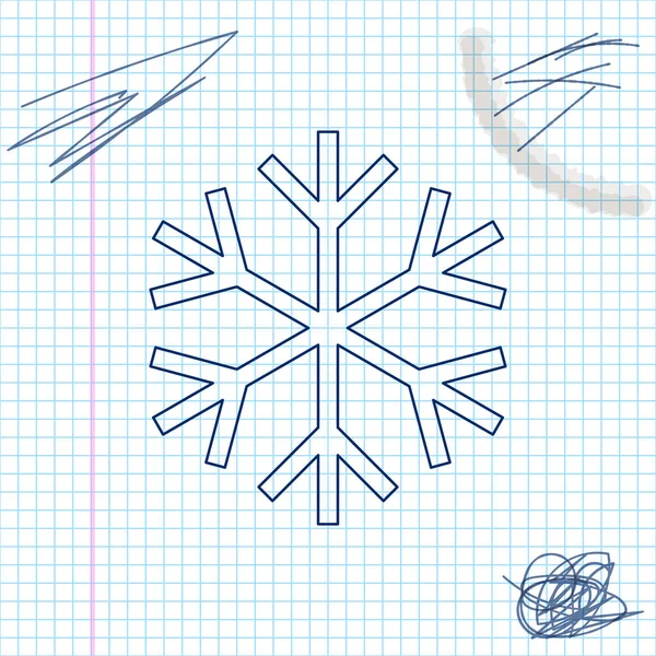 Flocon de neige ligne croquis icône isolée sur fond blanc. Illustration vectorielle — Image vectorielle