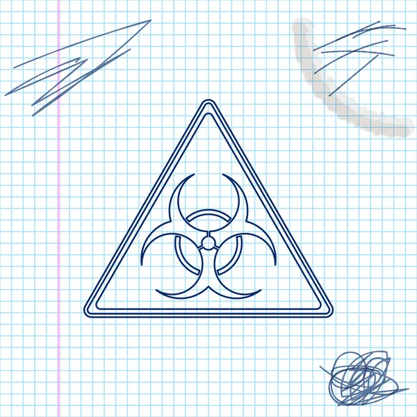 Triangel skylt med Biohazard symbol linje skiss ikon isolerad på vit bakgrund. Vektor illustration — Stock vektor
