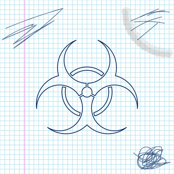 Biohazard symbol linje skiss ikon isolerad på vit bakgrund. Vektor illustration — Stock vektor
