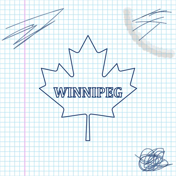 Καναδικό φύλλο σφενδάμου με το όνομα της πόλης Γουίνιπεγκ γραμμή σκίτσο εικόνα απομονωθεί σε λευκό φόντο. Απεικόνιση διανυσματικών φορέων — Διανυσματικό Αρχείο