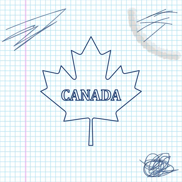 Hoja de arce canadiense con el nombre de la ciudad Canada line sketch icon isolated on white background. Ilustración vectorial — Vector de stock