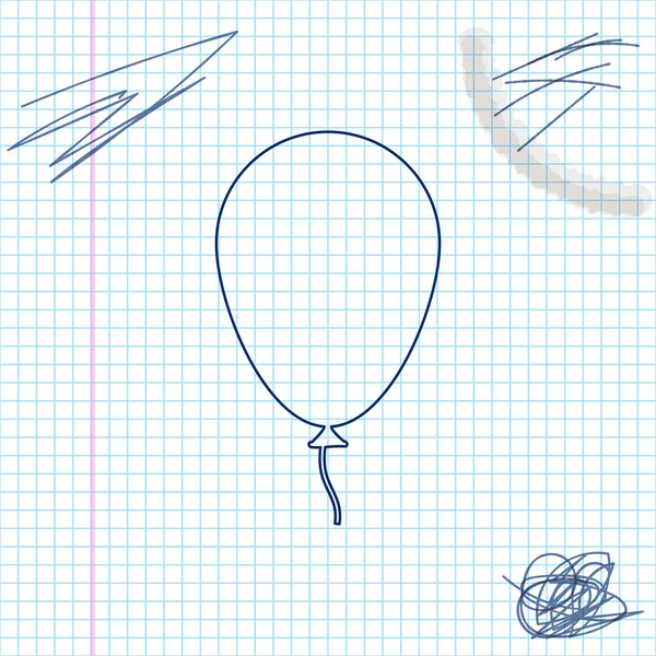 Ballon met lint lijn schets pictogram geïsoleerd op witte achtergrond. Vector illustratie — Stockvector
