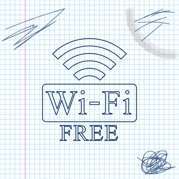 Icono de boceto de línea Wi-Fi gratis aislado sobre fondo blanco. Símbolo Wi-Fi. Icono de red inalámbrica. Zona Wi-Fi. Ilustración vectorial — Vector de stock