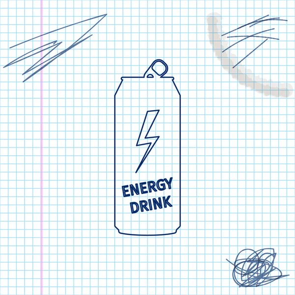 Energy Drink Linie Skizze Symbol isoliert auf weißem Hintergrund. Vektorillustration — Stockvektor