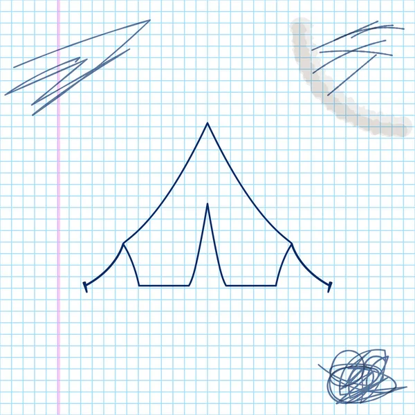 Ícone de esboço de linha de tenda turística isolado no fundo branco. Ilustração vetorial —  Vetores de Stock