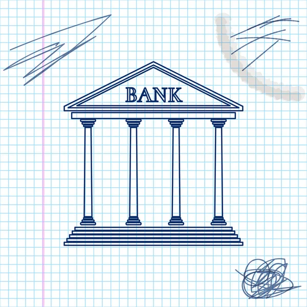 Banco ícone esboço linha de construção isolada no fundo branco. Ilustração vetorial — Vetor de Stock