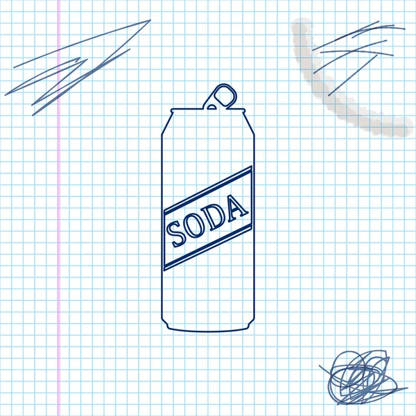 Soda puede línea bosquejo icono aislado sobre fondo blanco. Ilustración vectorial — Archivo Imágenes Vectoriales