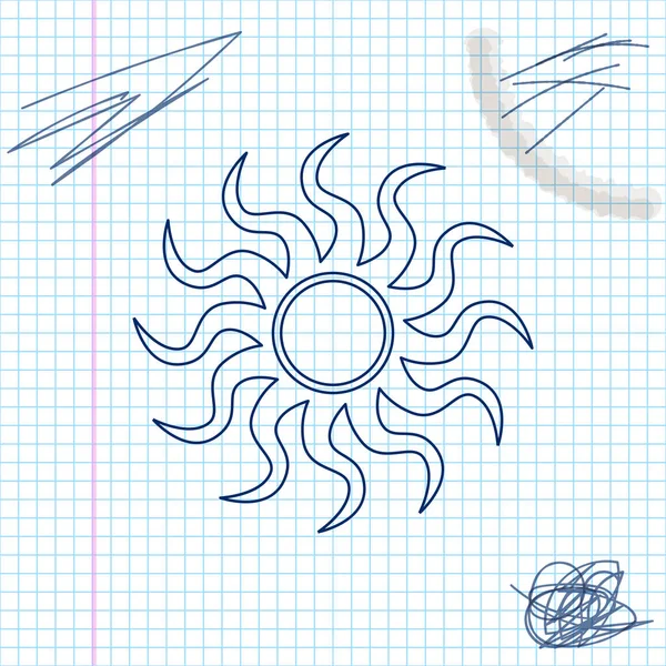 Icône croquis ligne du soleil isolé sur fond blanc. Illustration vectorielle — Image vectorielle