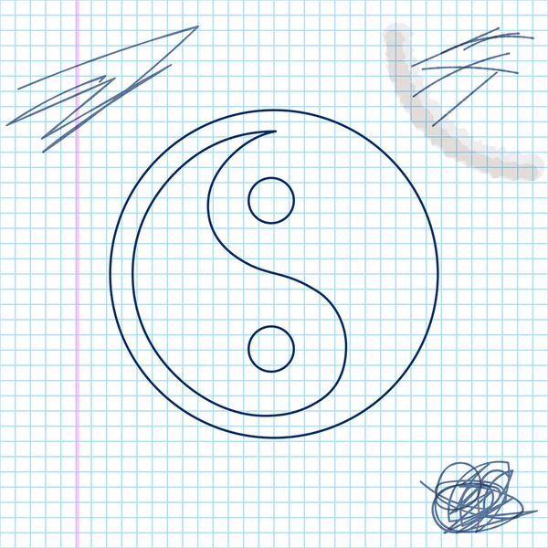 Yin Yang สัญลักษณ์ของความสามัคคีและภาพร่างเส้นสมดุลที่แยกออกจากพื้นหลังสีขาว ภาพวาดเวกเตอร์ — ภาพเวกเตอร์สต็อก
