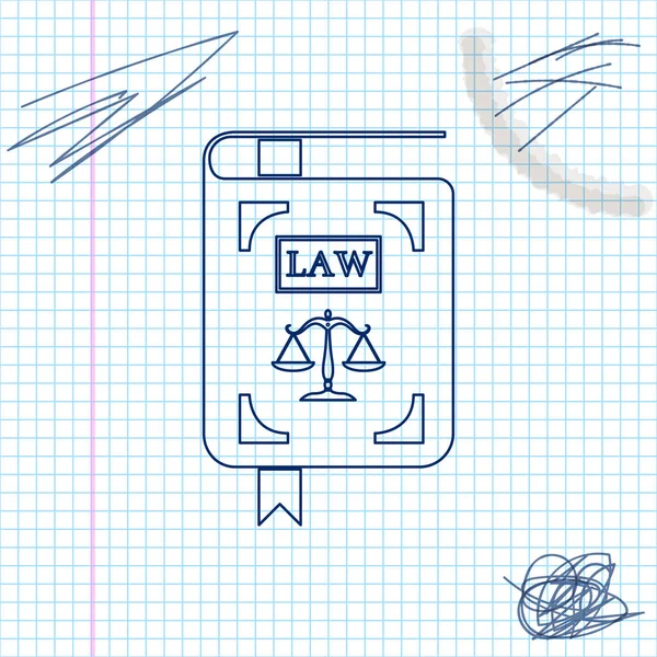 Libro de leyes libro de estatutos con escalas de la línea de la justicia bosquejo icono aislado sobre fondo blanco. Ilustración vectorial — Archivo Imágenes Vectoriales