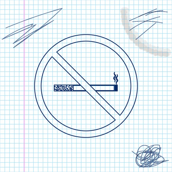 Niet roken lijn schets icoon geïsoleerd op witte achtergrond. Sigaretten symbool. Vector illustratie — Stockvector